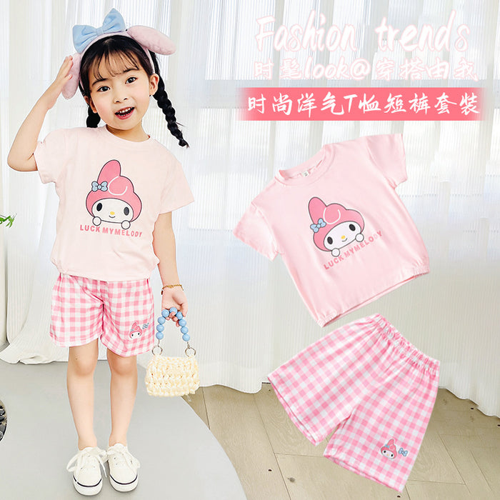 Wholesale Summer New Children's Suits Cute Cartoon Fashionable and Stylish Baby Girl Small Children's Trendy Two-piece Suits JDC-CTS-QNE002