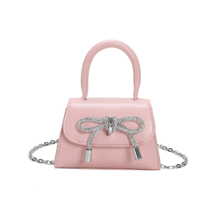 Wholesale New children's bag with diamond studded bow for girls, niche women's chain crossbody bag