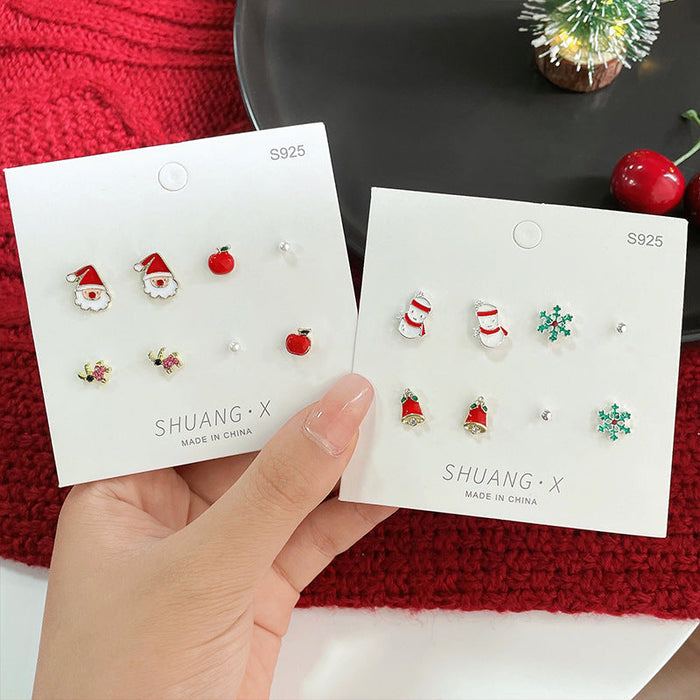 Wholesale Alloy Earrings Christmas Snowflake Elk JDC-ES-shuangx002