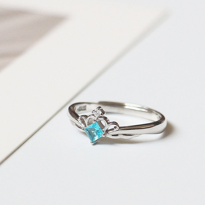 Wholesale Princess and Knight Couple Ring Blue Diamond Valentine's Day