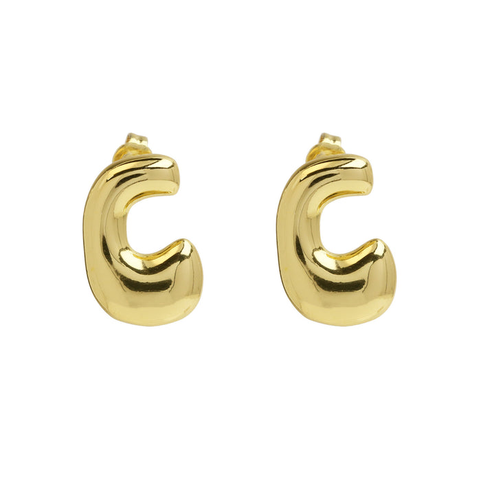 Wholesale 2PCS 18K Gold Brass 26 English Letters Earrings JDC-ES-BaiYi008