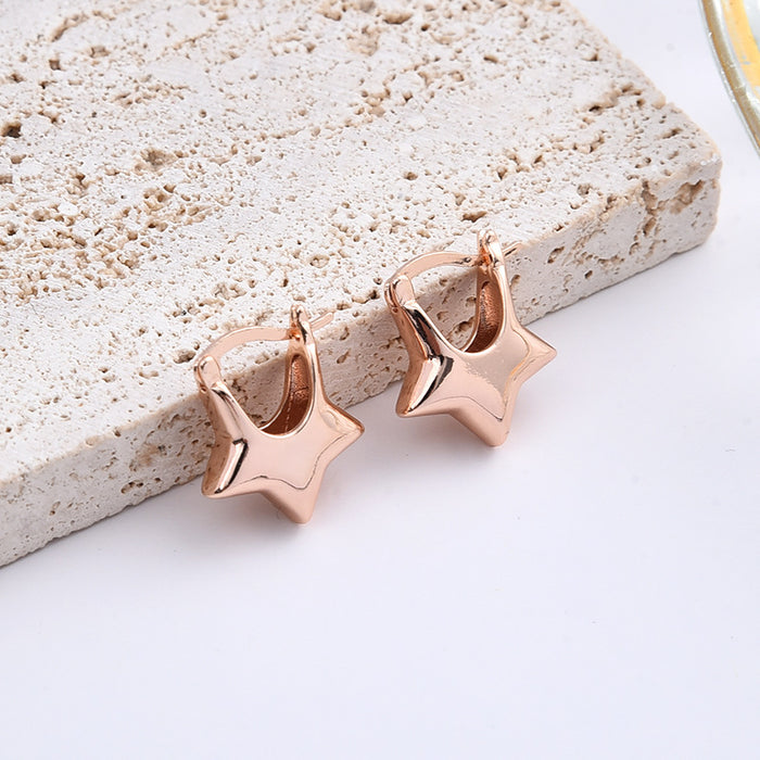 Wholesale Personalized temperament new earring three-dimensional five pointed star ear buckle