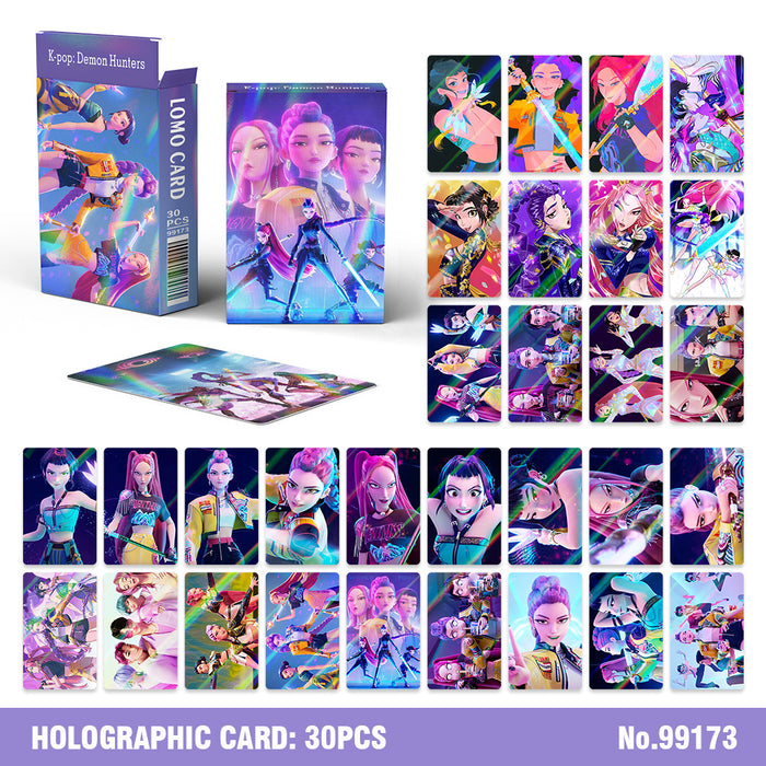 Wholesale 30-Piece Set of K-Pop Holographic Cartoon Collectible LOMO Cards