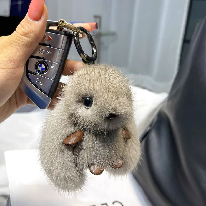 Wholesale Cute Girl Plush Bunny Imitation Mink Hair Car Keychain Pendant Plush Baby Bag Pendant