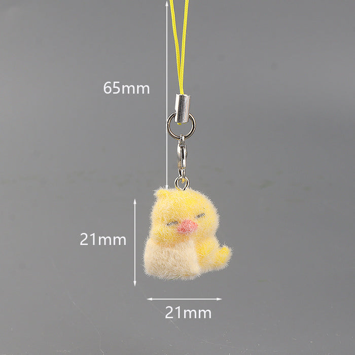 Wholesale 3D Flocked Resin Chick Keychain Charm