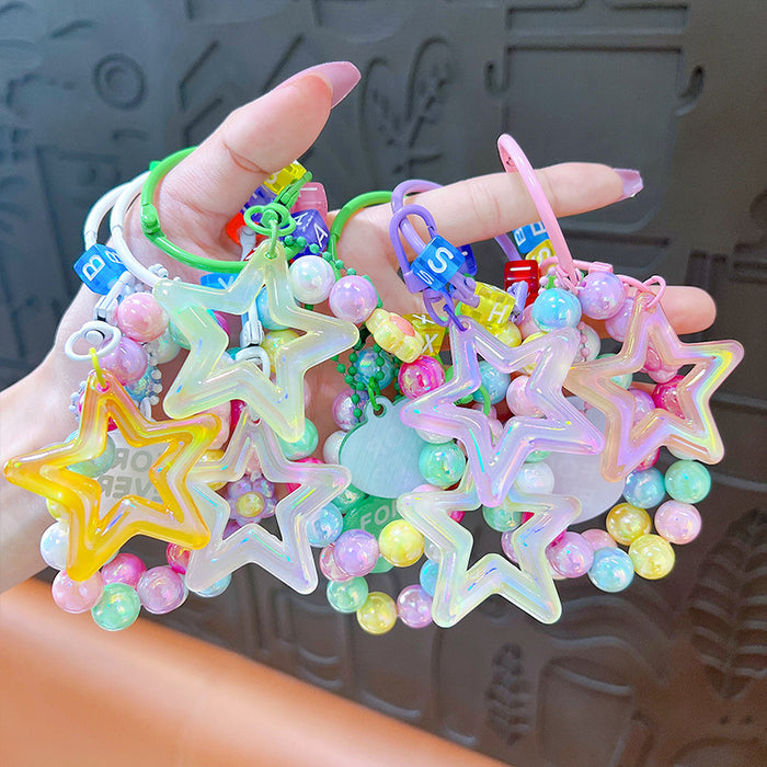 Wholesale Acrylic Cartoon Beaded Five-pointed Star Keychain JDC-KC-YanG066