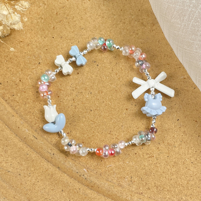 Wholesale Spring lush green leaf butterfly flower bracelet, light luxury, niche exquisite, high-end feel bracelet