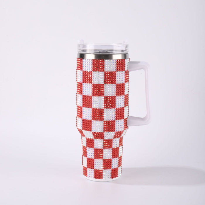Wholesale Checkerboard Rhinestone 40oz Insulated Tumbler Stainless Steel