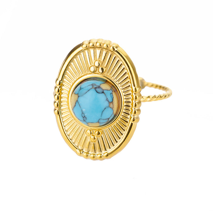 Wholesale Retro Inlaid PeacocK Turquoise Stainless Steel Ring