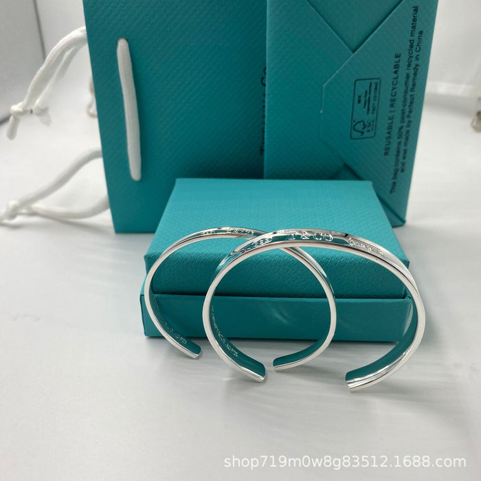 Wholesale Classic open mouth couple bracelet, fashionable concave steel seal letter wide version bracelet