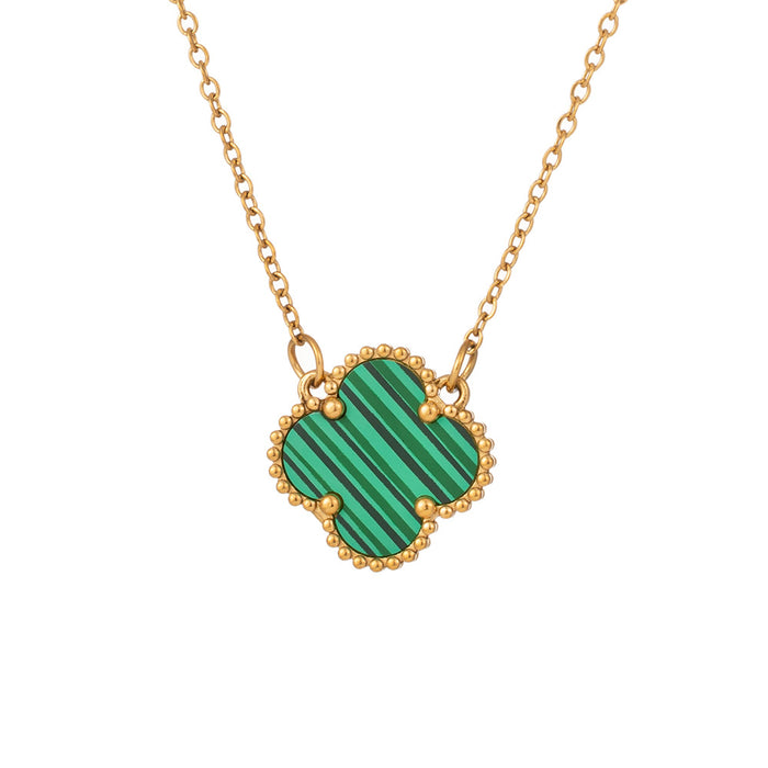 Wholesale titanium steel double-sided four-leaf clover necklace women