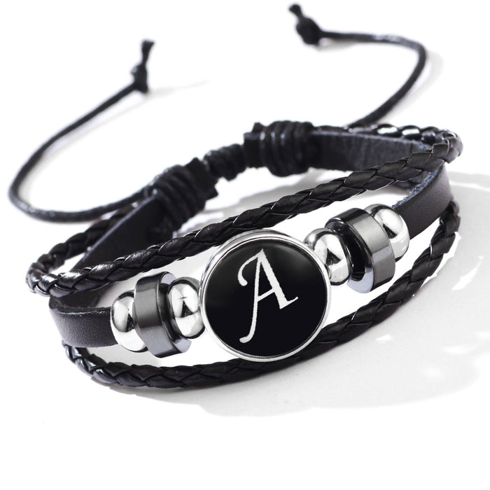 Wholesale 26 English Letters Leather Bracelet JDC-BT-QiN017