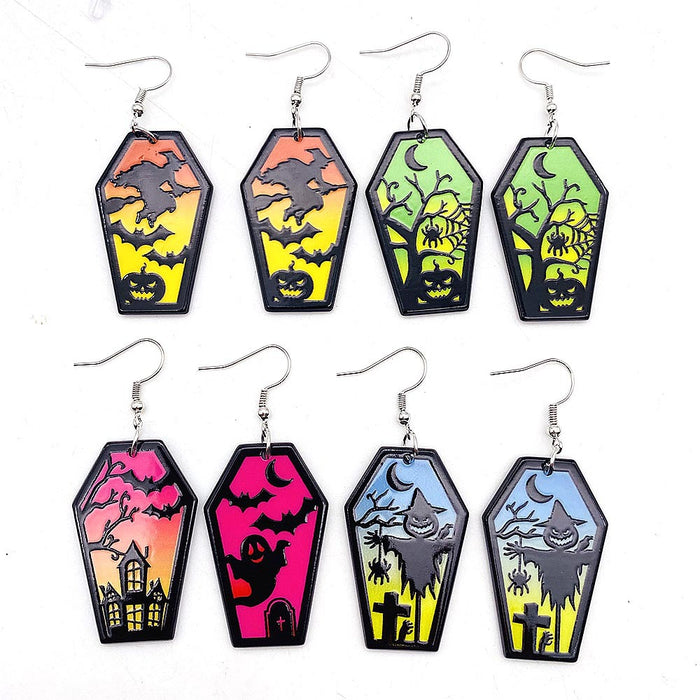 Wholesale  earrings coffin ghost bat acrylic earrings Amazon holiday jewelry
