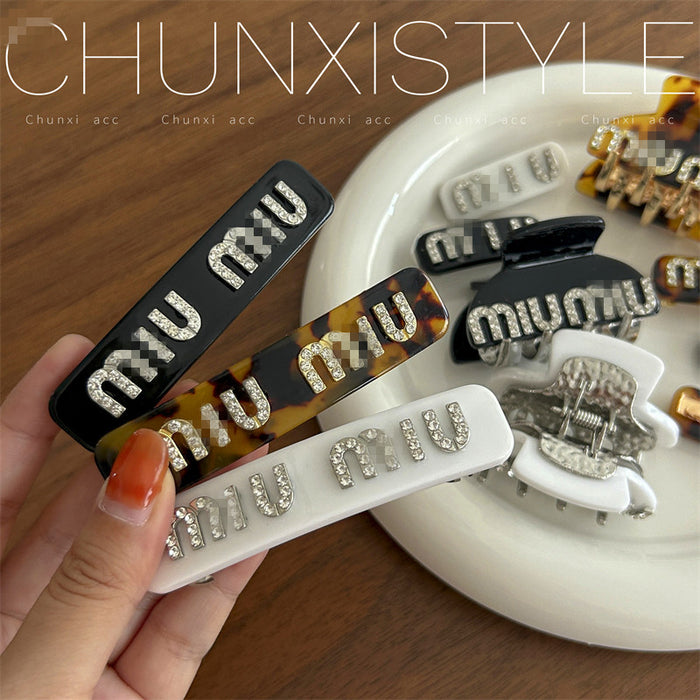 Wholesale diamond letter Pearl hairpin female side small clip headdress hairpin bangs clip