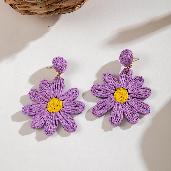 Wholesale Weaving flower earrings for vacation style earrings