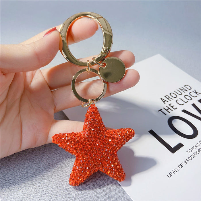 Wholesale Rhinestone Five-pointed Star Keychain JDC-KC-LX056