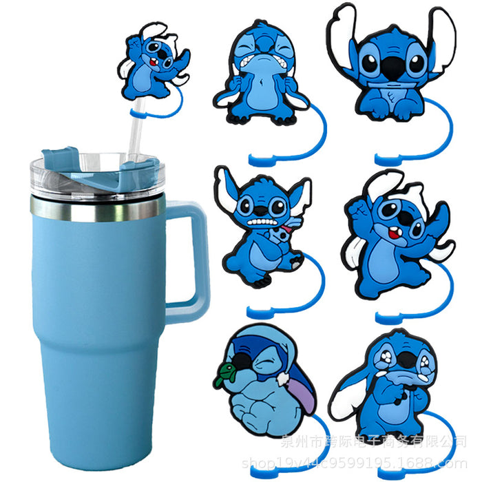 Wholesale New Cute Anime Party Straw Decoration Cartoon Straw Cover Straw Cap Silicone Dust Stopper Cross border Product