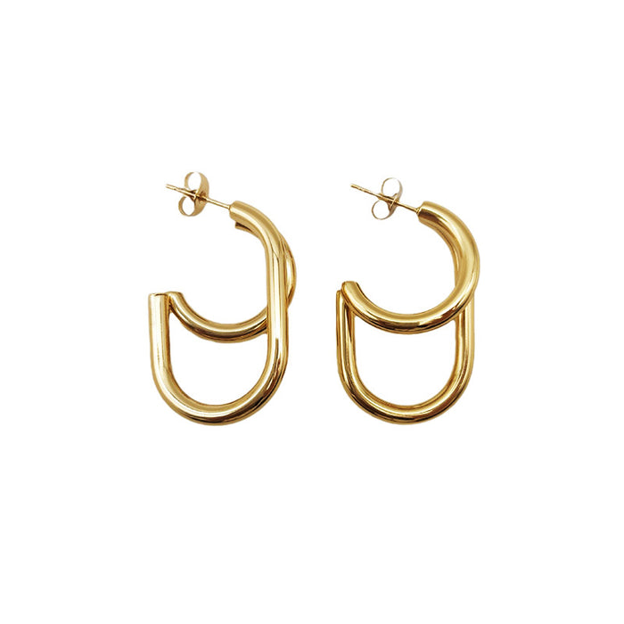 Wholesale Exaggerated large earrings with a light luxury and high-end feel that do not fade. Titanium steel earrings as earrings