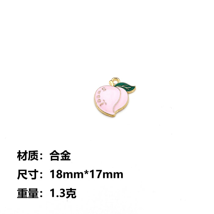 Wholesale 10pcs Cute Cartoon Fruit Letter DIY Alloy Oil Dropping Earrings Pendant Keychain Pendant Hand Rope Jewelry Accessories