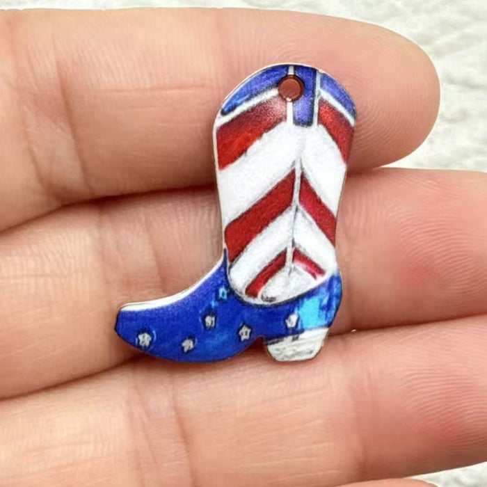 Wholesale 10pcs Alloy Vintage Western Cowboy Printed Boots Keychain Pendant Backpack DIY Jewelry Accessories