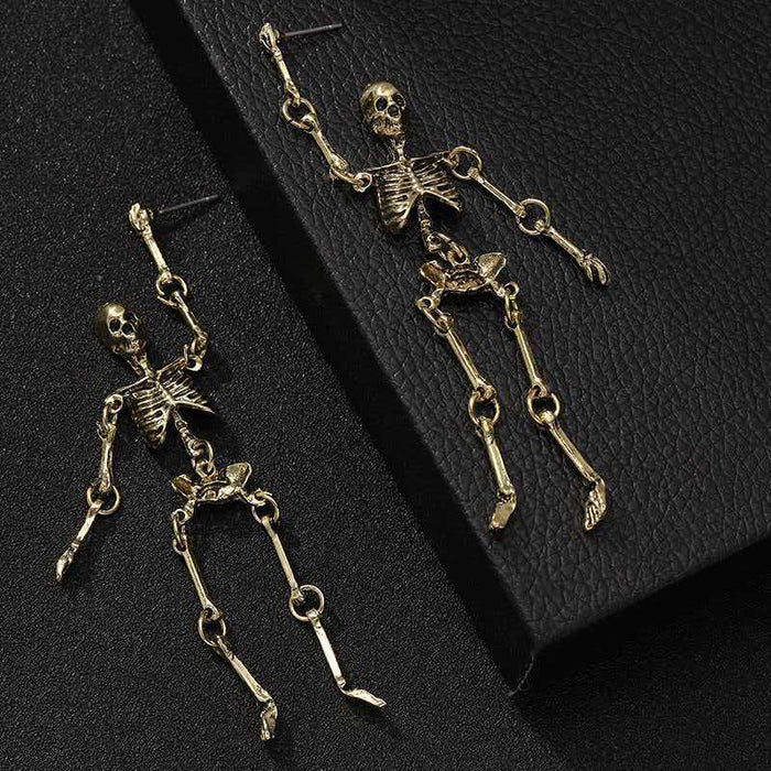Wholesale  Skeleton Earrings Gold Zinc Alloy Movable Design Fashion Jewelry Accessory For Women