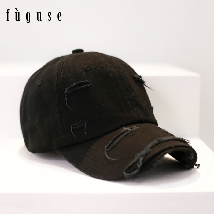 Wholesale Retro style, personalized, vintage, perforated baseball cap, versatile, soft top, curved brim, sun shading duckbill cap for women