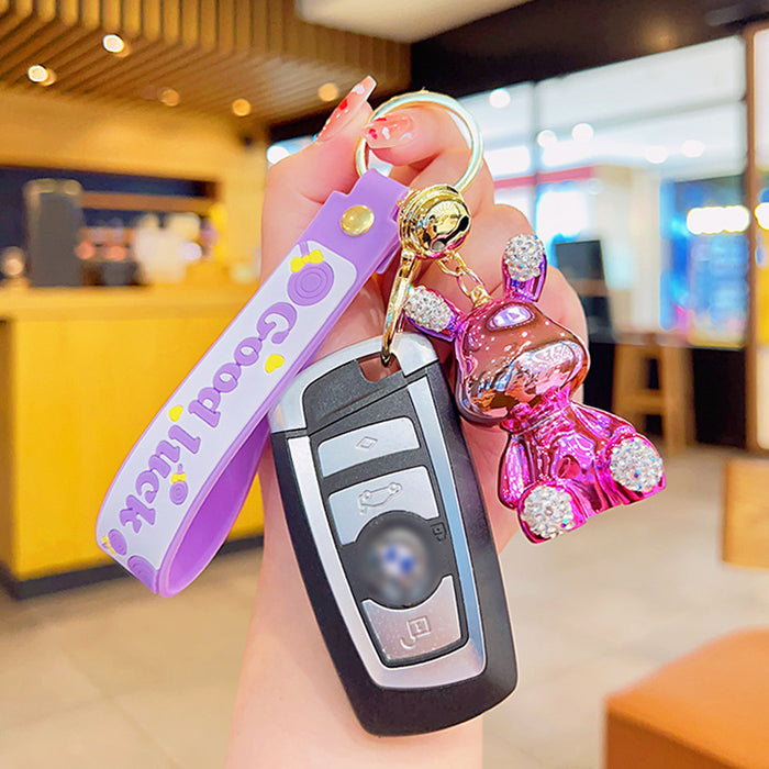 Al por mayor electroplation Sitting Diamond Rabbit Keychain JDC-KC-YDAO096