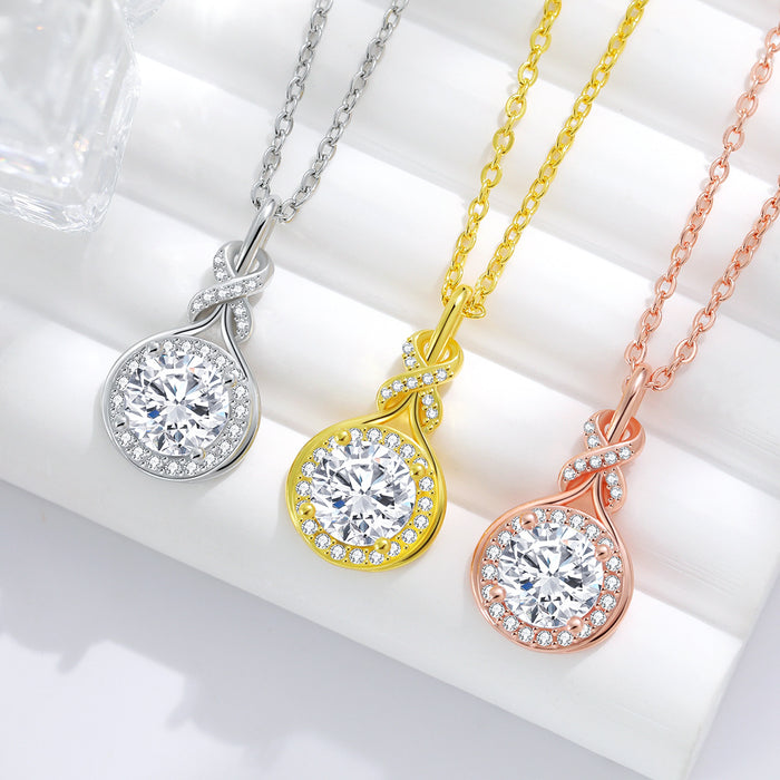 Wholesale Original Design: Light Luxury Waterdrop Set with Diamonds, Simple Circular Symmetrical Entangled Symbol Necklace