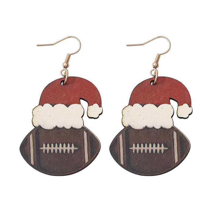 Wholesale Christmas Santa Hat Football Pendant Earrings