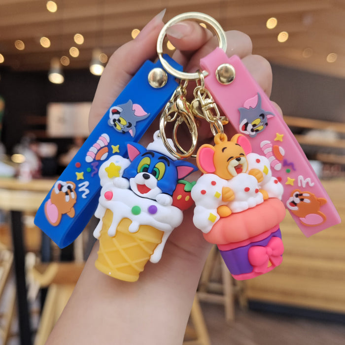 Wholesale Cartoon Dessert Keychain Cute Schoolbag Pendant Creative Car Key Chain