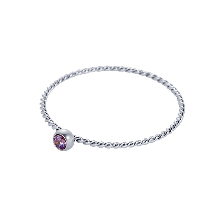 Wholesale Twisted ring with zircon ring stainless steel gold-plated birthstone twisted tail ring