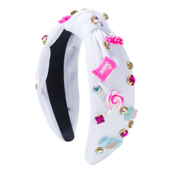 Wholesale Valentine' s Day rhinestone headband with resin candy embellishments
