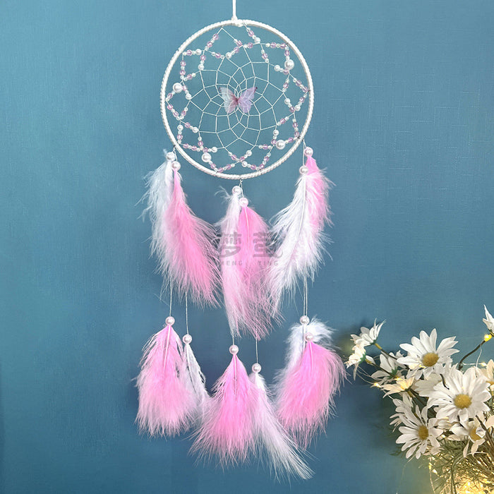 Wholesale Dreamcatcher Feather Pendant Butterfly Shop Dreamcatcher Simple Handmade Weaving Creativity