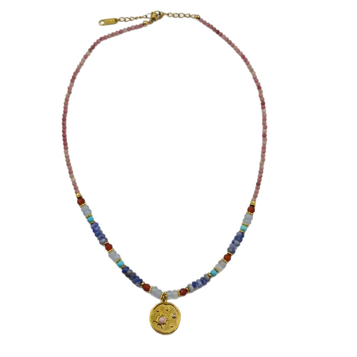 Wholesale Natural stone bead necklace, light luxury, high-end pearl sweater, chain lock, bone chain