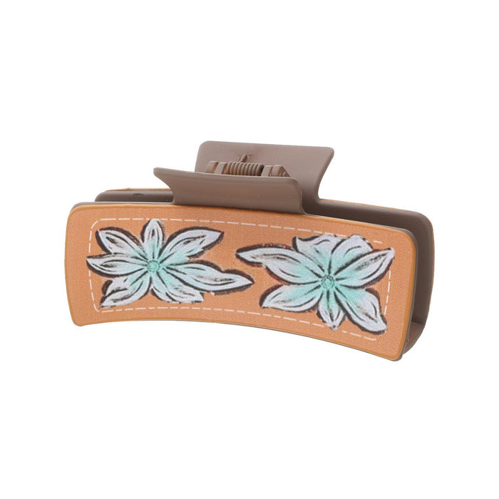 Wholesale Western Style Cactus Feather Flower Pattern Printing Shark Clip Hairpin Women' s Grab Clip