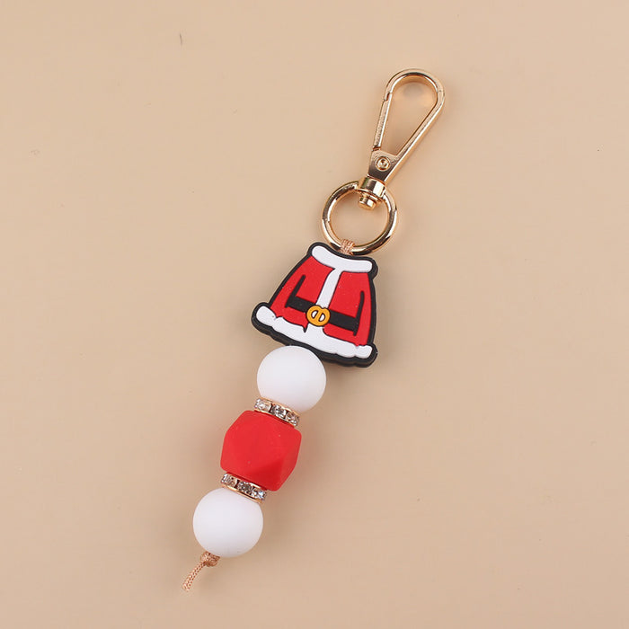 Wholesale Cartoon Christmas Handmade Silicone Beaded Keychain JDC-KC-GuangTian001