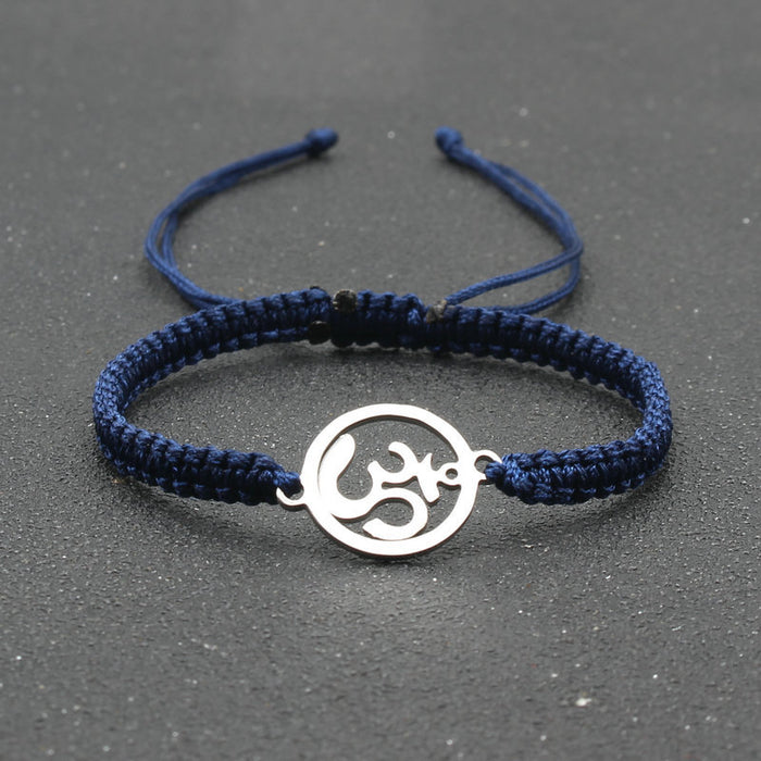 Wholesale  jewelry stainless steel round OM bracelet hand-woven adjustable hand rope