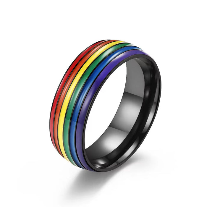 Wholesale LGBT Rainbow Couple Stainless Steel Ring JDC-RS-MG011