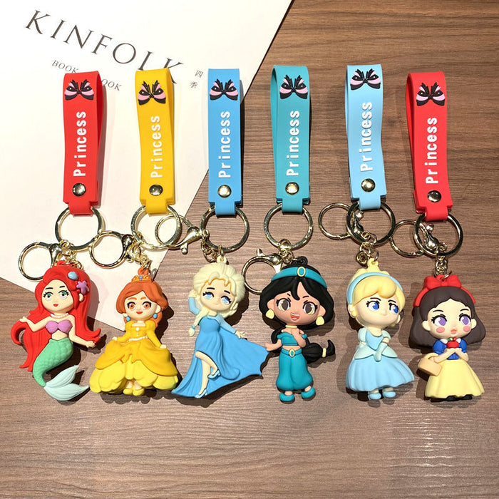 Wholesale Cartoon Princess Silicone Keychain Decorative Bag Charm MOQ≥2