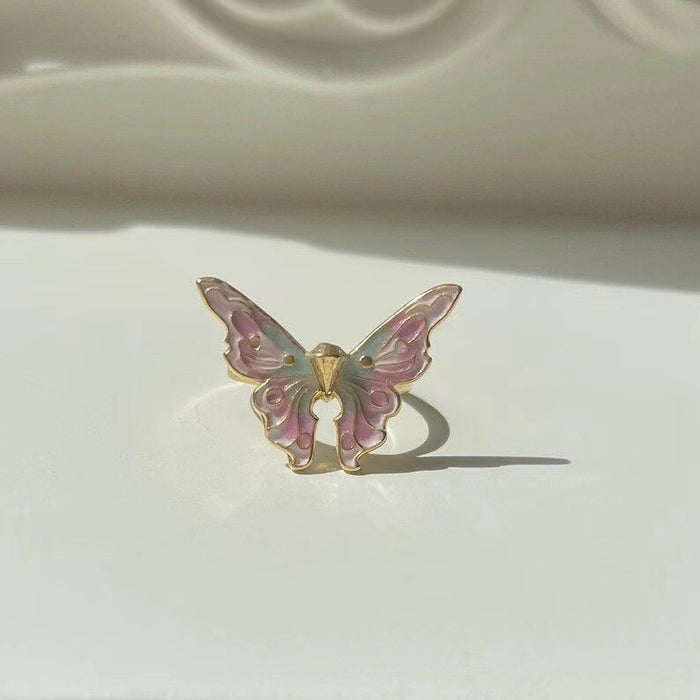 Wholesale Pink butterfly ring, light luxury temperament, niche design, high-end feel, ring ring design