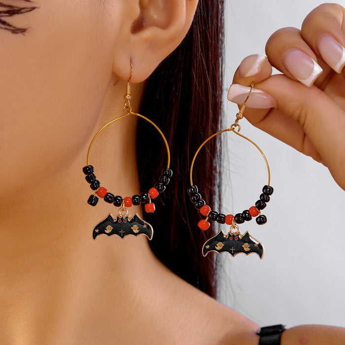 Wholesale Versatill Pumpkin Ghost Crystal Rice Bead Earrings for Women