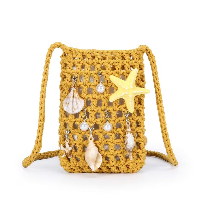 Wholesale Trendy Blue Cotton Rope Woven Small Crossbody Bag