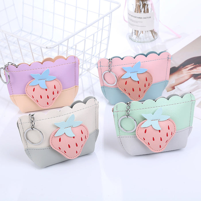 Wholesale Cute Creative Fresh Strawberry Coin Purse Contrast Color Stitching Cartoon Storage Bag Children's Toy Pocket Bag