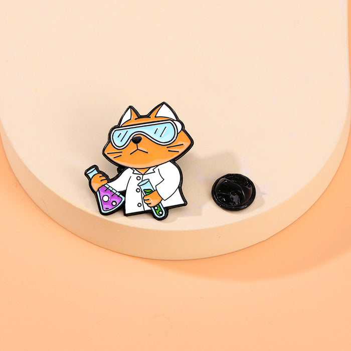 Wholesale Small animal chemist brooch cartoon cute cat and puppy fixed clothing accessories metal badge