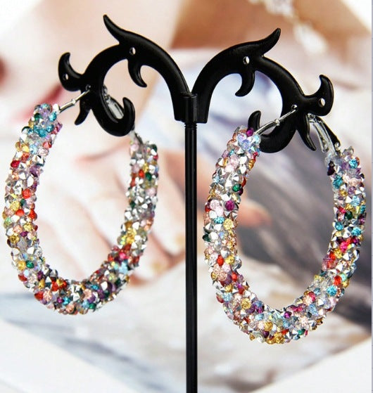 Wholesale Earrings with a high-end feel, full of diamonds, fashionable temperament, circular rings, earrings, pendants, and earrings