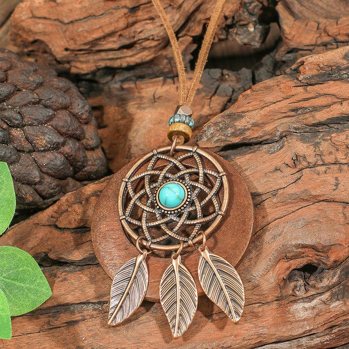 Wholesale Retro Bohemian Tassel Pendant Necklace Zinc Alloy Electroplated Geometric Pendant MOQ≥2