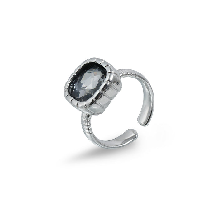 Wholesale Square Black Diamond Adjustable Ring