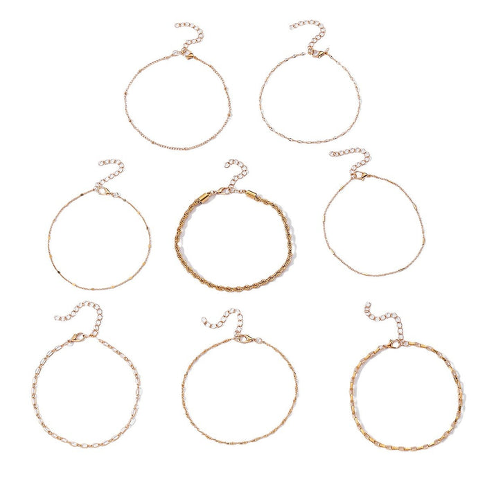 Wholesale Alloy Jewelry Personalized Stacked Bracelet Set Fashionable Multi layer Chain Bracelet with Eight Cuban Chains