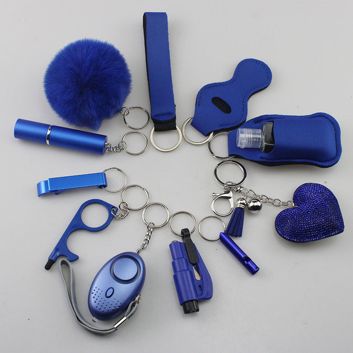 Wholesale Multifunctional Plush Diamond Heart 5-piece Keychain 12-piece Set JDC-KC-TouMS038