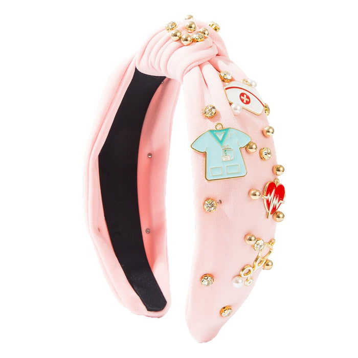 Wholesale Blue Diamond Pearl Heart Headband Nurse Fashion Accessory